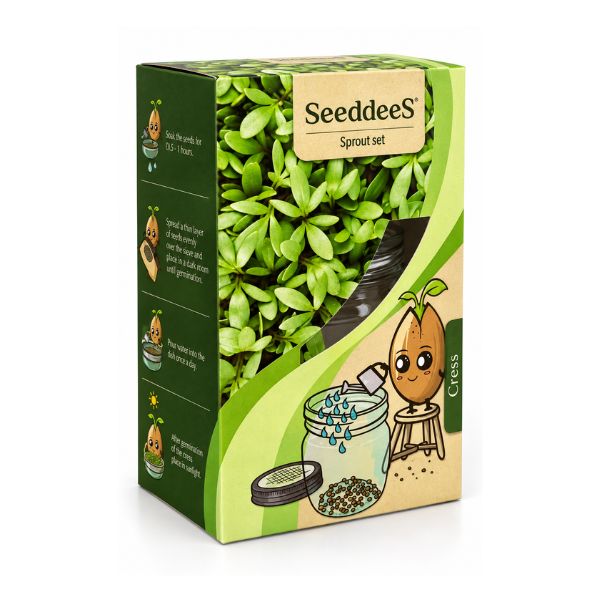 SeeddeeS® kiemgroente tuinkers- Glazen pot